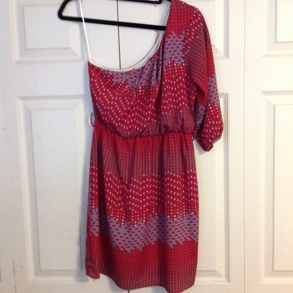 Needle & Thread Dresses & Skirts - NEEDLE AND THREAD Anthropologie Size Medium Maroon Blue White One Shoulder